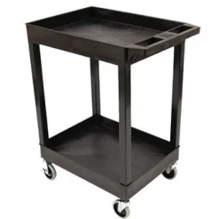 Two Shelf Tub Utility Cart with Heavy Duty Casters