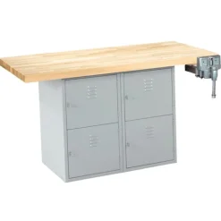 Two-Station Steel Workbenches w/ Locker Base