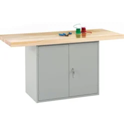 Two-Station Steel Workbench w/ Double Door Storage
