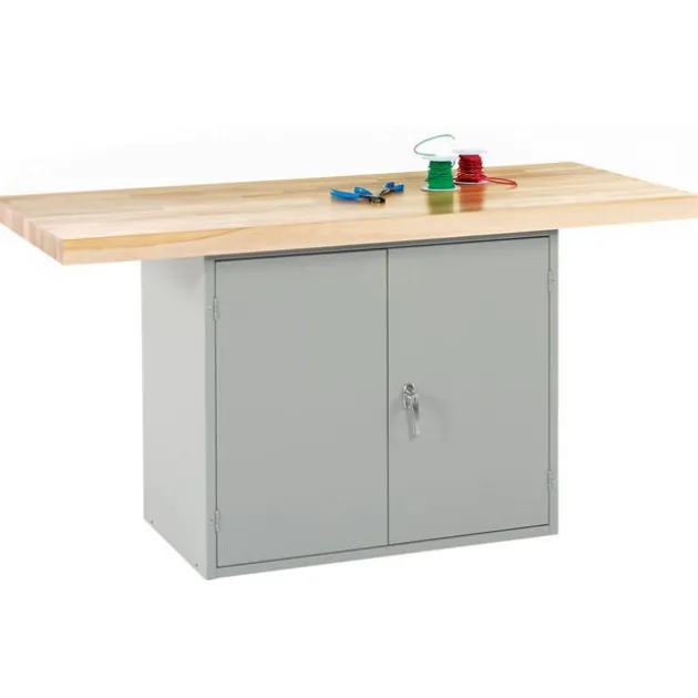 Two-Station Steel Workbench w/ Double Door Storage