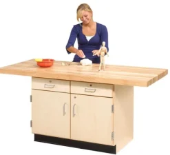 Two-Station Wood Workbench w/ Drawers
