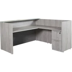 Ultra Premium Laminate Series L-Shaped Reception Desk w/ Frosted Glass Transaction Top