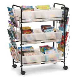 Value Book Cart with Clear Tubs