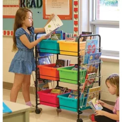 Value Book Cart with Vibrant Mixed Tubs