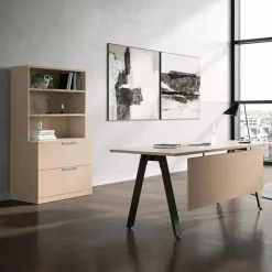 Variant Desk w/ Modesty Panel & Hutch w/ 2 Drawer Lateral File