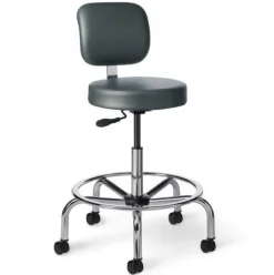 Vinyl Professional Lab Stool w/ Back & Chrome Elevated Base (25''-33''H)