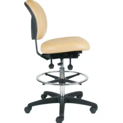 Vinyl Professional Lab Stool w/ Footring (24''-34''H)