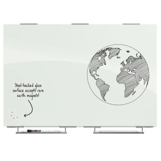 Visionary Exo Magnetic Glass Dry Erase Whiteboard with Exo Tray