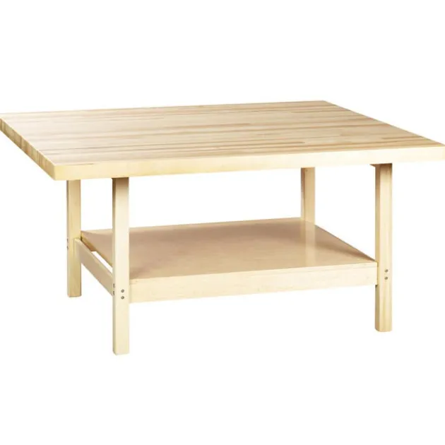 Wooden Four Station Student Workbench Tables