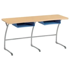 Zuma Cantilever School Desk w/ Plastic Book Boxes - Two-Student