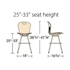 Zuma 4-Leg Adjustable Height Swivel Lab Stool - 25
